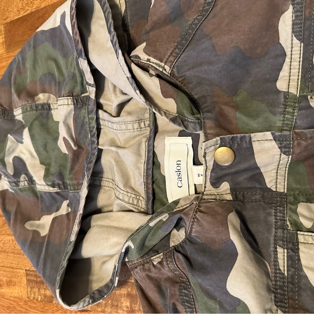 Caslon Multicolor Camouflage Hooded Jacket